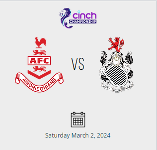 Airdrieonians vs Queen’s Park match build up